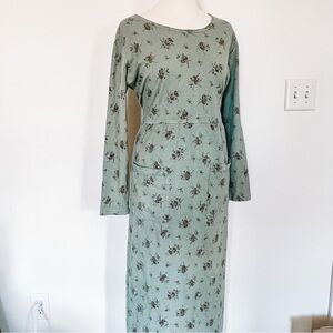 Vintage CMI | Sage Green Floral Long Sleeve Maxi Dress